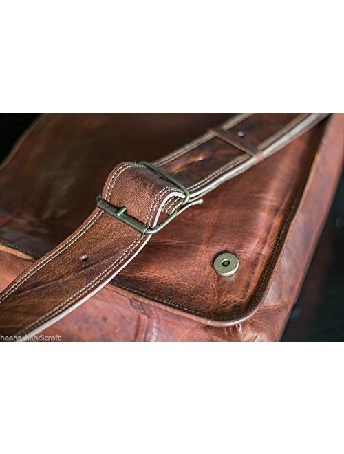 18 inch Leather Full Flap Messenger Handmade Bag Laptop Bag Satchel Bag Padded Messenger Bag School