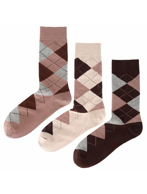 Men's Cotton Striped Solid Ribbed Funky Dress Socks Assorted Colors with Gift Box