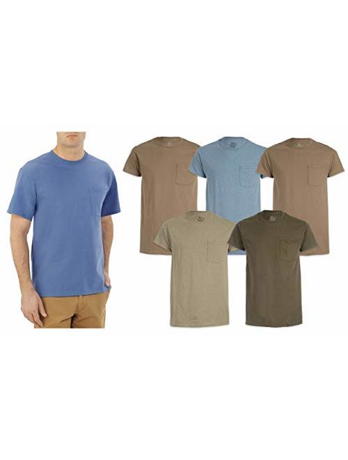 Fruit of the Loom Mens 5-Pack Pocket T-Shirt Assorted,