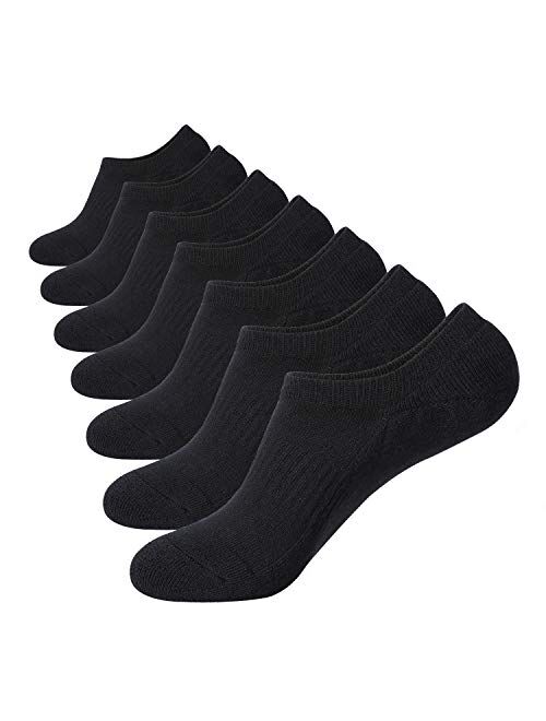 WANDER No Show Socks Thick Cushion 7 Pairs Non Slip Low Cut Invisible Socks Men Boat Liner 6-10/10-12/12-14