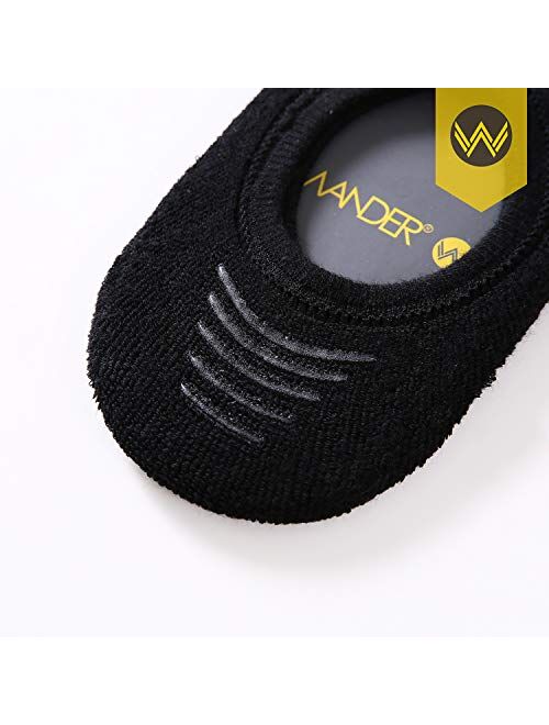 WANDER No Show Socks Thick Cushion 7 Pairs Non Slip Low Cut Invisible Socks Men Boat Liner 6-10/10-12/12-14