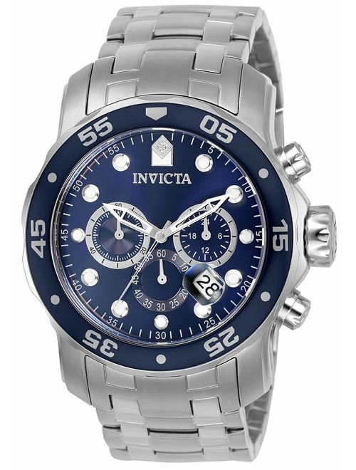 Invicta Men's 0070 Pro Diver Collection Analog Chinese Quartz Chronograh Silver-Tone/Blue Stainless Steel Watch