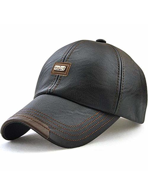 MAOTE Men's Vintage PU Leather Baseball Cap Windproof Warm Outdoor Sports Driving Hats