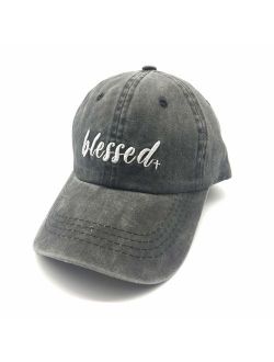 Waldeal Embroidered Blessed Women Men Adjustable Distressed Dad Hats Faith Thankful Baseball Cap