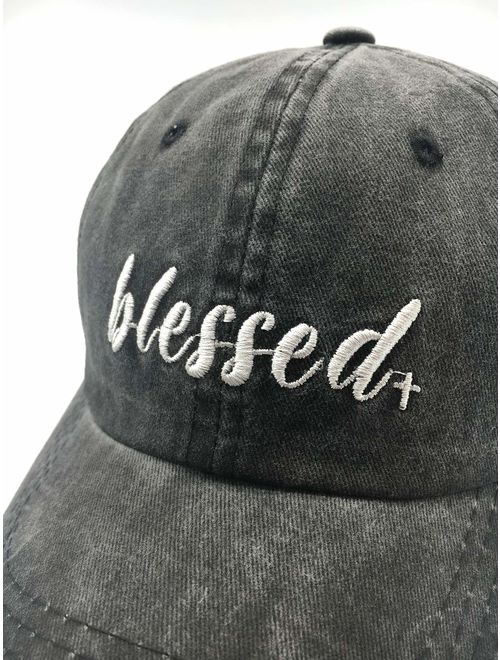 Waldeal Embroidered Blessed Women Men Adjustable Distressed Dad Hats Faith Thankful Baseball Cap