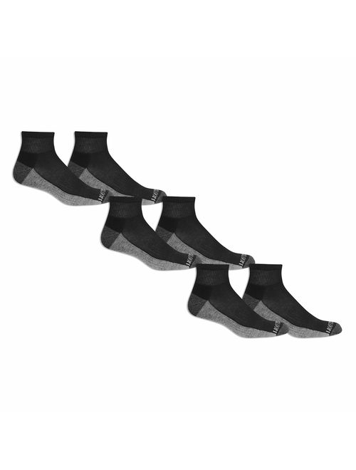 Fruit of the Loom Men's Ankle Quarter Socks (6 Pack) with Cushion and Arch Support