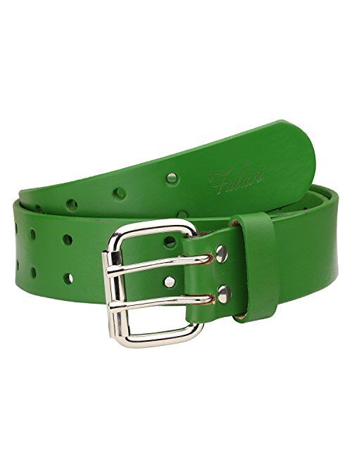 Falari Men's Full Grain Leather Belt Double Prong Belt 9004 & 9024