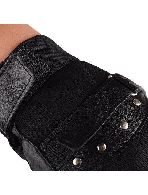 KUYOMENS Men's Cycling Half Finger Genuine Leather Gloves