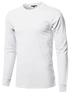 Style by William Men's Causal Solid Basic 100% Ring Spun Cotton Long Sleeve T-Shirt