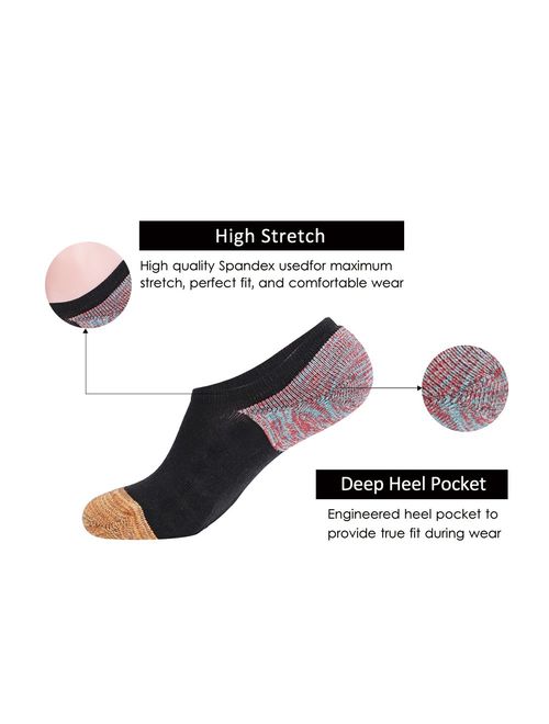 JOYNEE Men's 6 Pack Casual Cushion Anti-Slid Cotton No Show Socks with Silicone