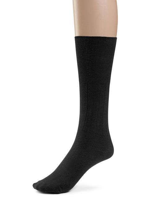 Silky Toes 3 or 6 Pk Men's Diabetic Non Binding Cotton Dress Socks, Multi Colors Also Available in Plus Sizes...