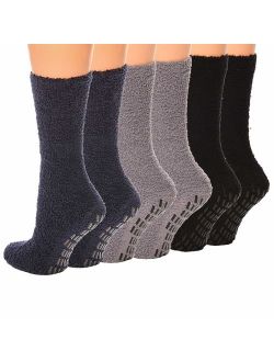 Debra Weitzner Non skid Hospital Socks For Women Men Cozy Fuzzy Socks 3 Pairs