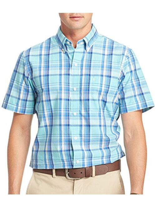 IZOD Men's Saltwater Short Sleeve Button Down Plaid Shirt