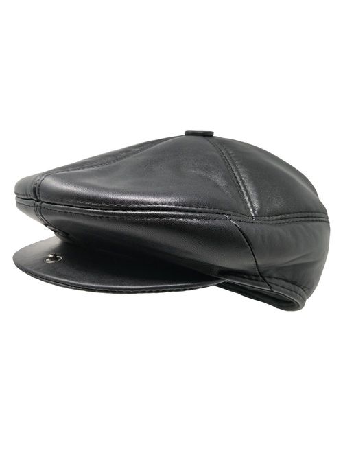 TangTown Soft Lambskin Leather Flat Cap Gatsby Newsboy Driving Warm Winter Ivy Hat