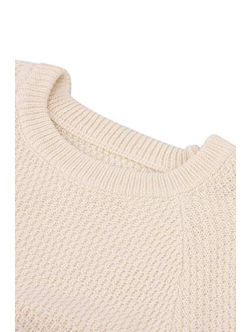 Pink Queen Women's Knit Long Sleeves Cropped Sweater Top