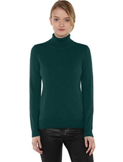 JENNIE LIU Women's 100% Pure Cashmere Long Sleeve Pullover Turtleneck Sweater