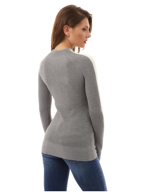 PattyBoutik Women Mock Neck Raglan Long Sleeve Sweater