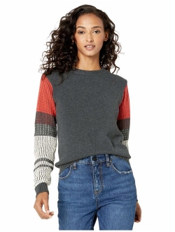 Women's Contrast-Sleeve Cotton Sweater