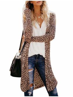 LOMON Women's Long Sleeve Cardigans Open Front Drape Lightweight High Low Hem Outerwear