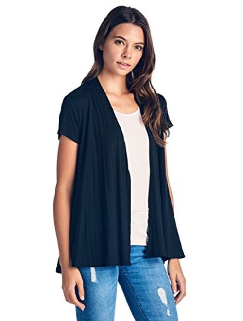 Women's Short Sleeve Extra Soft Bamboo Casual Lightweight Spring Cardigan - Made in USA