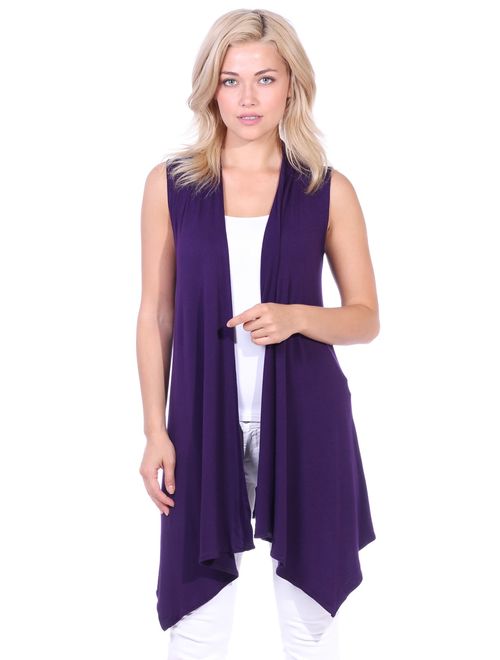 Popana Women's Casual Sleeveless Long Duster Cardigan Vest Plus Size Made in USA