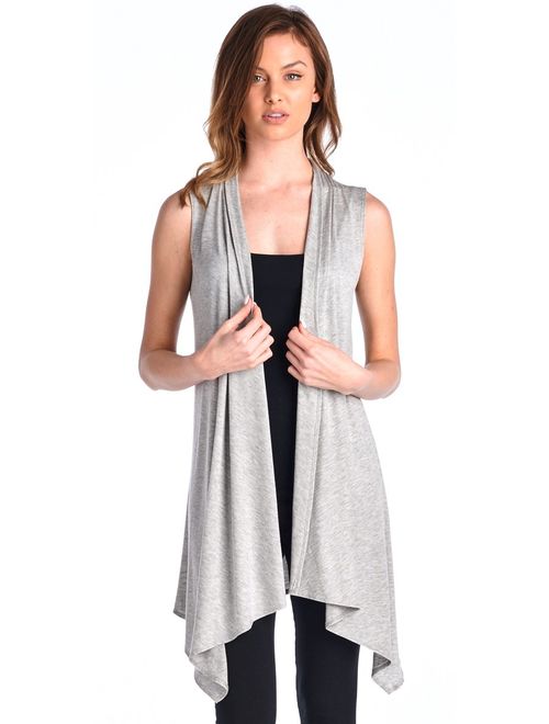 Popana Women's Casual Sleeveless Long Duster Cardigan Vest Plus Size Made in USA
