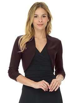 Rekucci Women's Chic Soft Knit Stretch Bolero Shrug with Ruched Sleeves