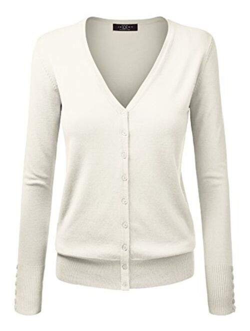 Made By Johnny MBJ Womens Long Sleeve Button Down Classic Knit Cardigan Sweater