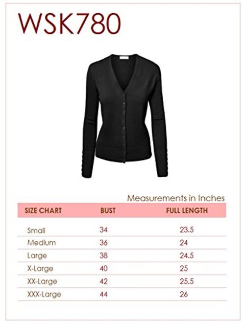 Made By Johnny MBJ Womens Long Sleeve Button Down Classic Knit Cardigan Sweater