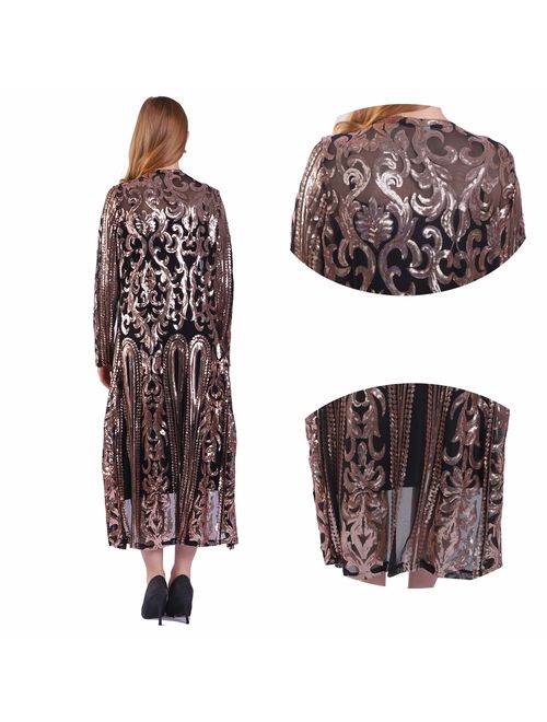 Women's Sequin Glitter Sparkle Cardigan Loose Casual Open Front Coat Dress Summer Party Prom Dress