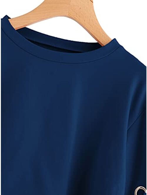 SweatyRocks Women's Casual Lace Up Long Sleeve Pullover Crop Top Sweatshirt