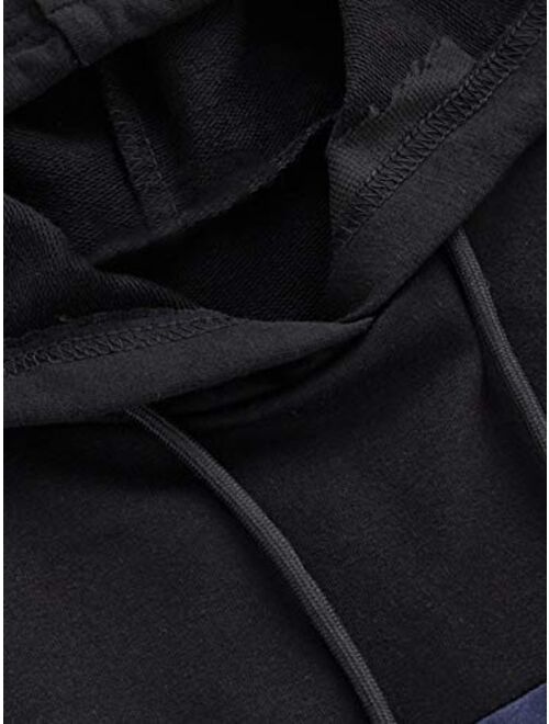 SweatyRocks Women's Casual Long Sleeve Colorblock Pullover Sweatshirt Crop Top