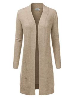 JJ Perfection Womens Light Weight Long Sleeve Open Front Long Cardigan