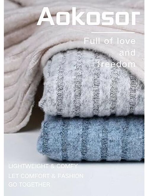 Aokosor Sweaters for Women Lightweight V Neck Long Sleeve Tunics Soft Fall Clothes Trending Now 2023