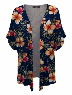 Women's Short Sleeve Open Front Loose Kimono Style Cardigan