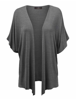 Women's Short Sleeve Open Front Loose Kimono Style Cardigan