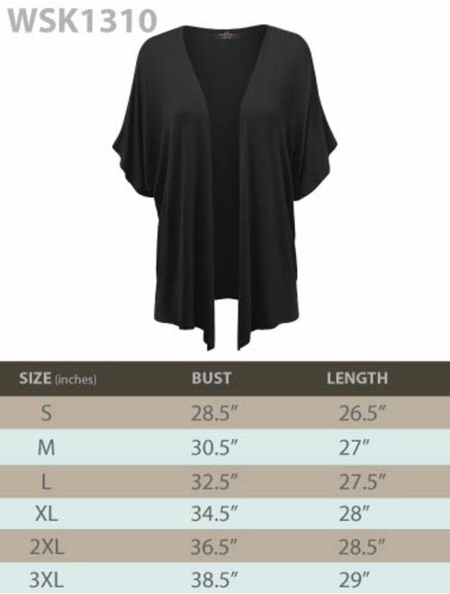 Made By Johnny Women's Short Sleeve Open Front Loose Kimono Style Cardigan