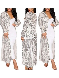 PROMLINK Women's Sequins Open Front Long Sleeve Club Cardigan for Evening Prom