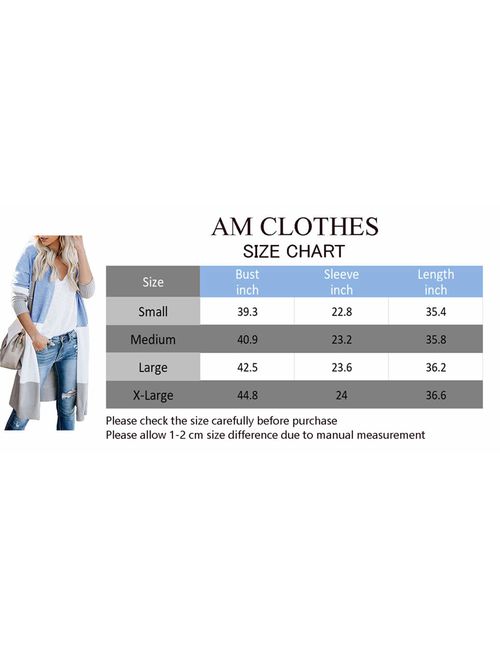 AM CLOTHES Cardigan Sweaters for Women Long Sleeve Open Front Fall Knit Duster Coats
