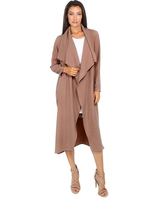 Verdusa Women's Casual Long Sleeve Lapel Outwear Duster Coat Cardigan