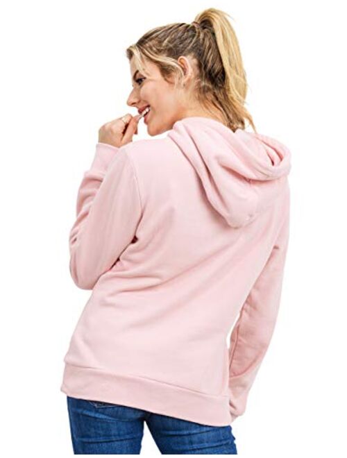 esstive Women's Ultra Soft Fleece Basic Midweight Casual Solid Pullover Hoodie Sweatshirt