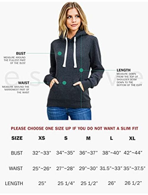 esstive Women's Ultra Soft Fleece Basic Midweight Casual Solid Pullover Hoodie Sweatshirt