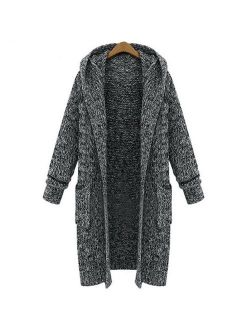 AOMEI Oversized Long Cardigans Sweater for Women with Pockets and Hood