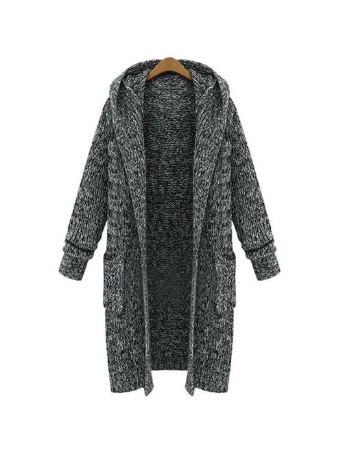 AOMEI Oversized Long Cardigans Sweater for Women with Pockets and Hood
