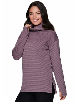 Active Women's Ultra Soft Quilted Cowl Neck Pullover Sweatshirt