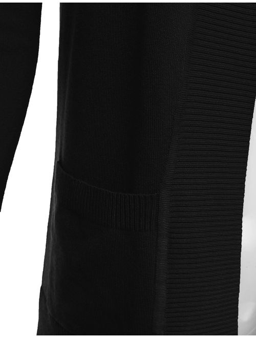 JJ Perfection Women's Open Front Knit Long Sleeve Pockets Sweater Cardigan