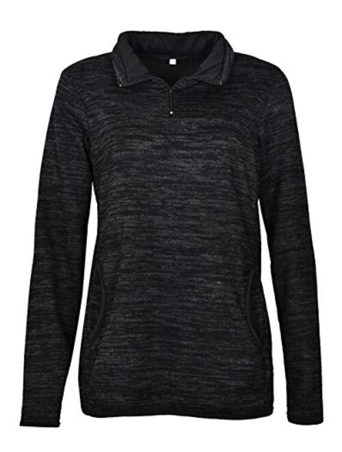 Artfish Women's Women Quarter Zip Casual Pullovers Lightweight Fleece Sweatshirts with Pockets