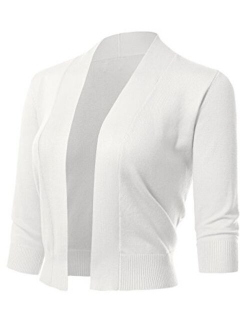 Women's Classic 3/4 Sleeve Open Front Cropped Cardigans (S-3XL)
