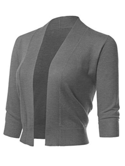 Women's Classic 3/4 Sleeve Open Front Cropped Cardigans (S-3XL)