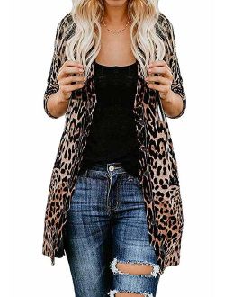 Women Lightweight Cardigan Leopard Printed Button Down Cardigans Shirt